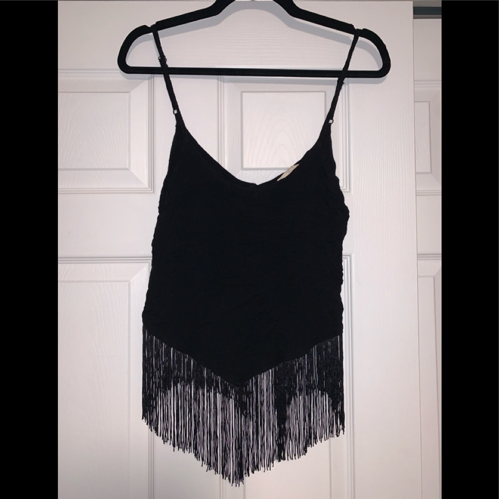 🟣La hearts black fringe top small